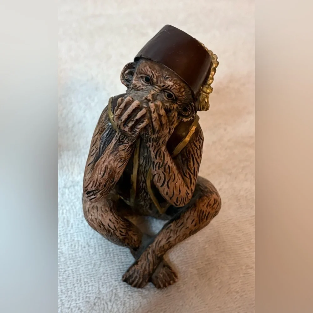3 Wise Monkeys Resin Figurines Set Hear See Speak No Evil Home/Office Decor